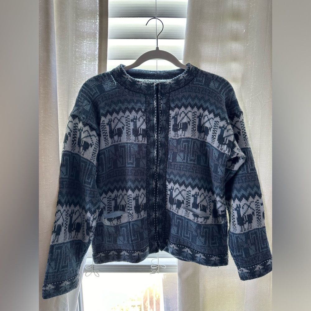 VINTAGE ALPACA SWEATER WITH ZIPPER AND POCKETS